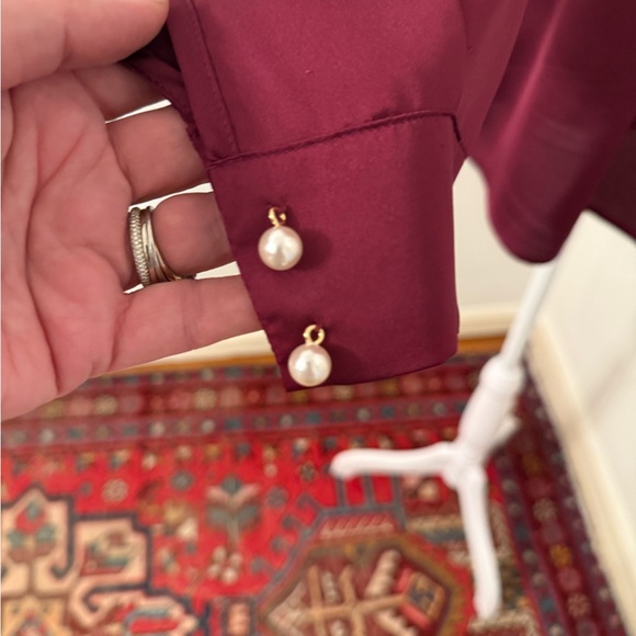 Ann Taylor Silk Blouse with Pearl Buttons XL - Picture 3 of 4